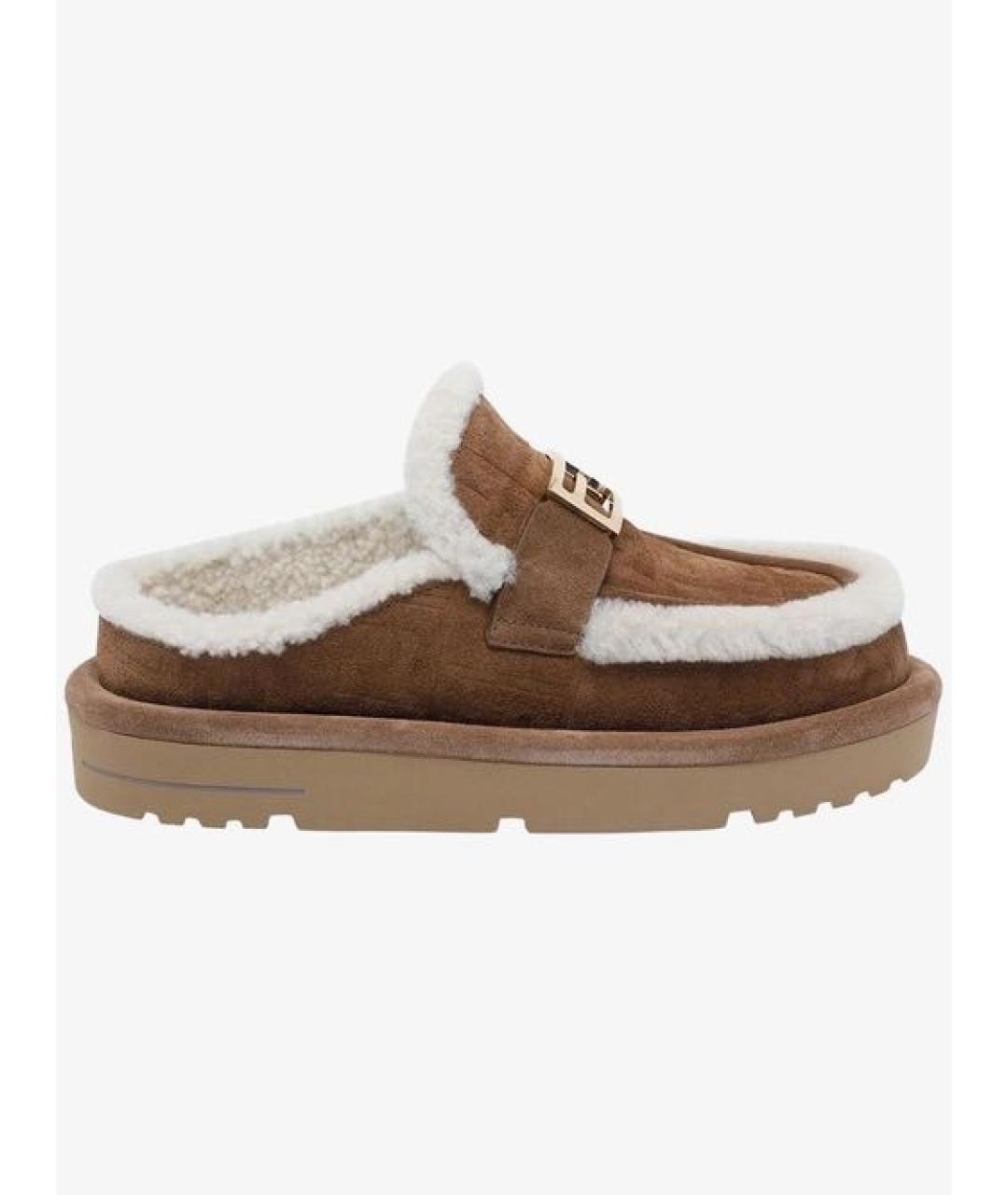 FENDI Коричневые замшевые сабо, фото 9