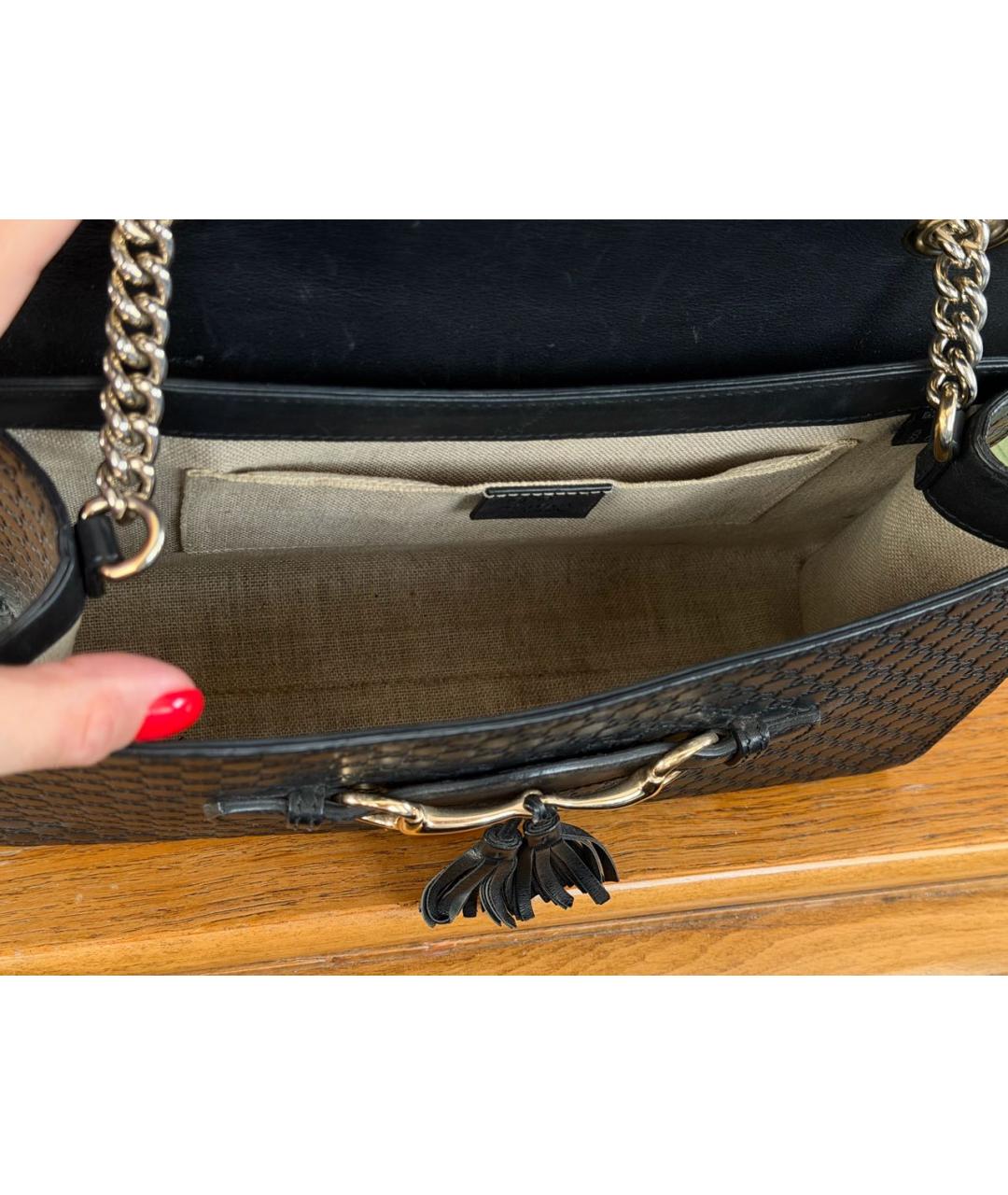 GUCCI Черная кожаная сумка через плечо, фото 4