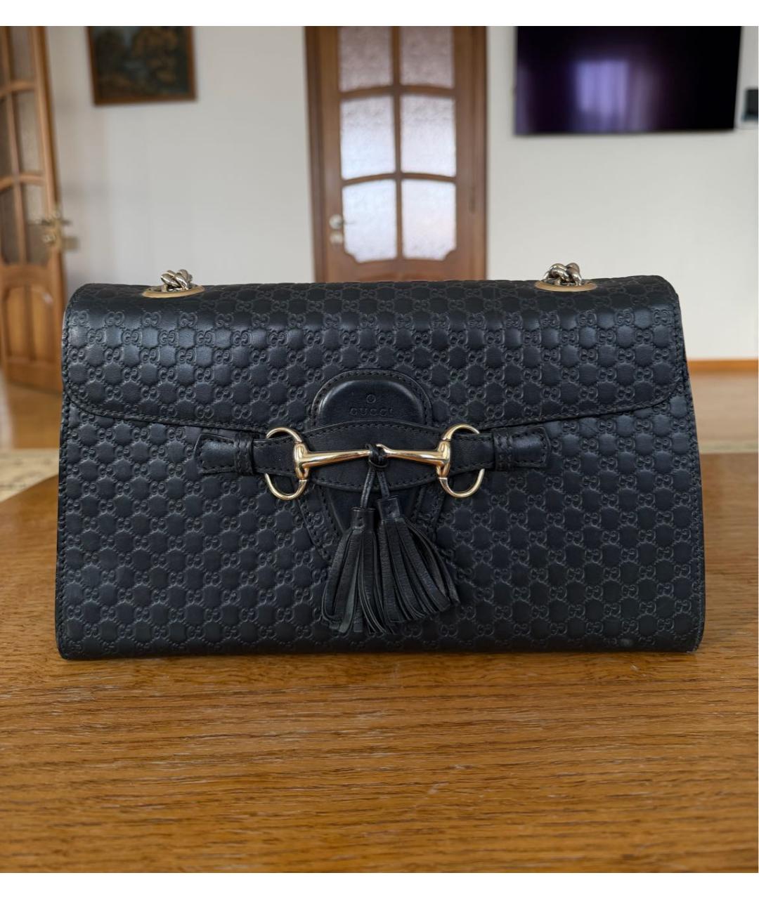 GUCCI Черная кожаная сумка через плечо, фото 8