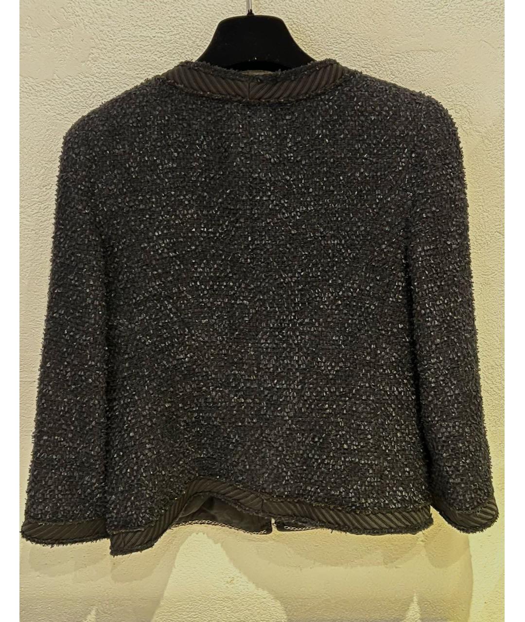 CHANEL Черный твидовый жакет/пиджак, фото 2