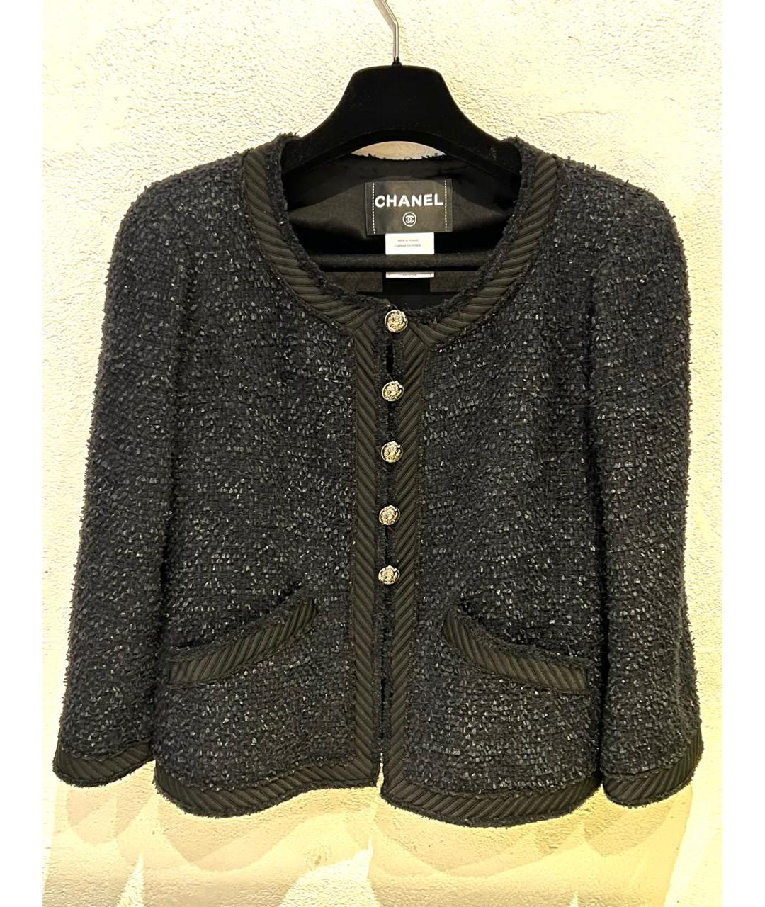 CHANEL Черный твидовый жакет/пиджак, фото 4