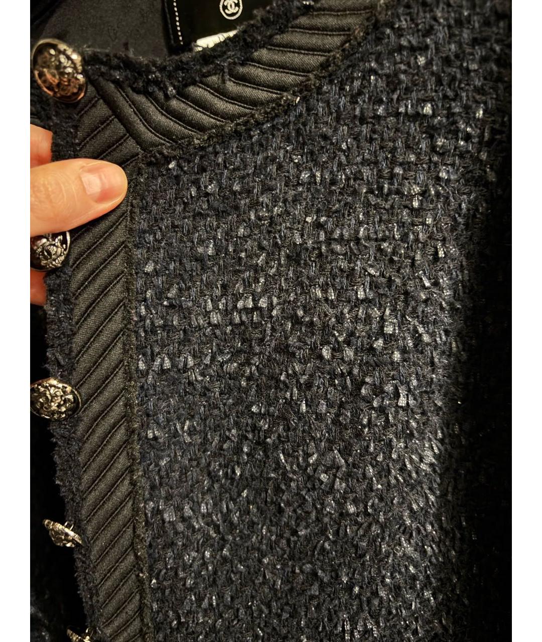 CHANEL Черный твидовый жакет/пиджак, фото 5