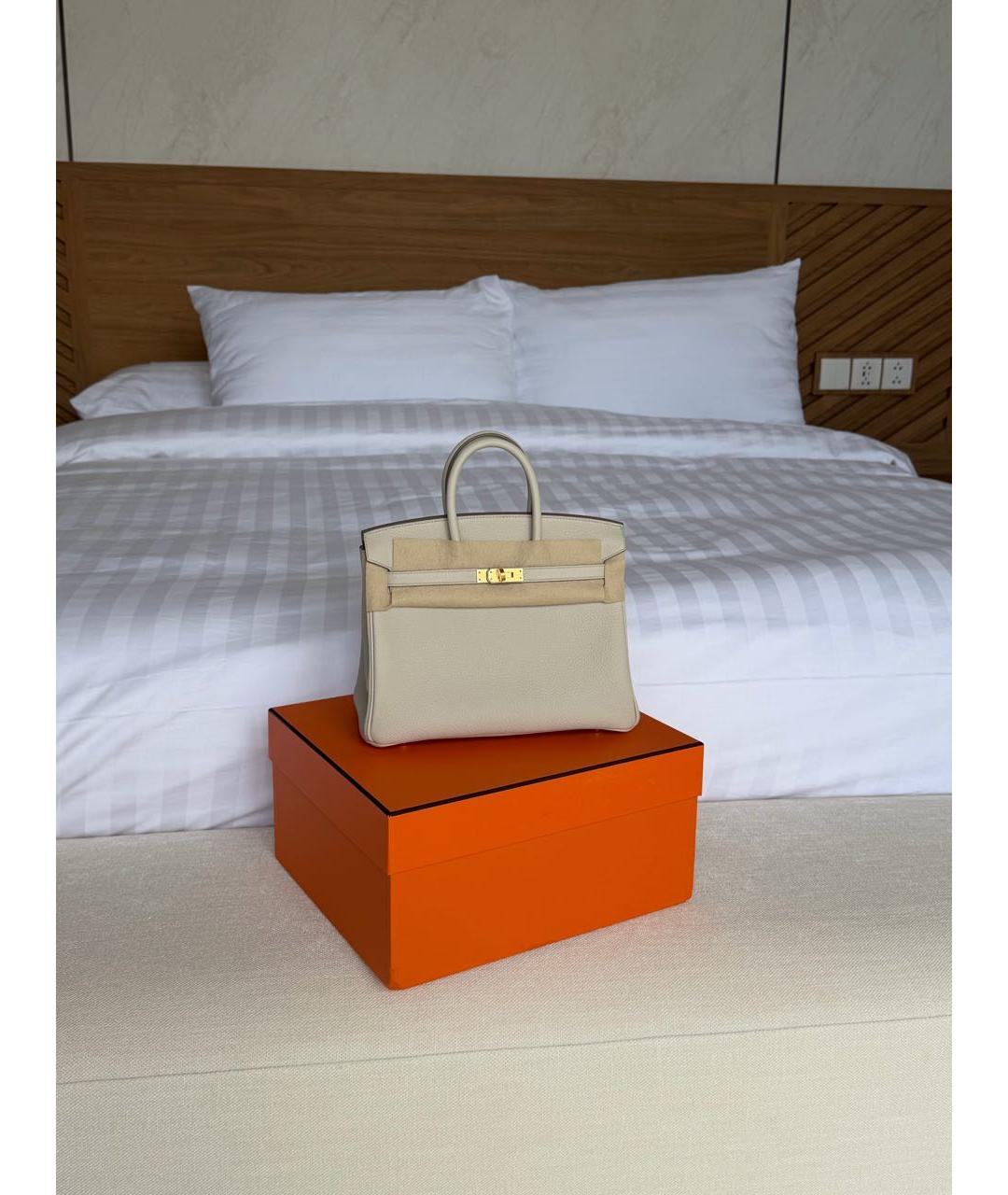 HERMES Белая кожаная сумка с короткими ручками, фото 2