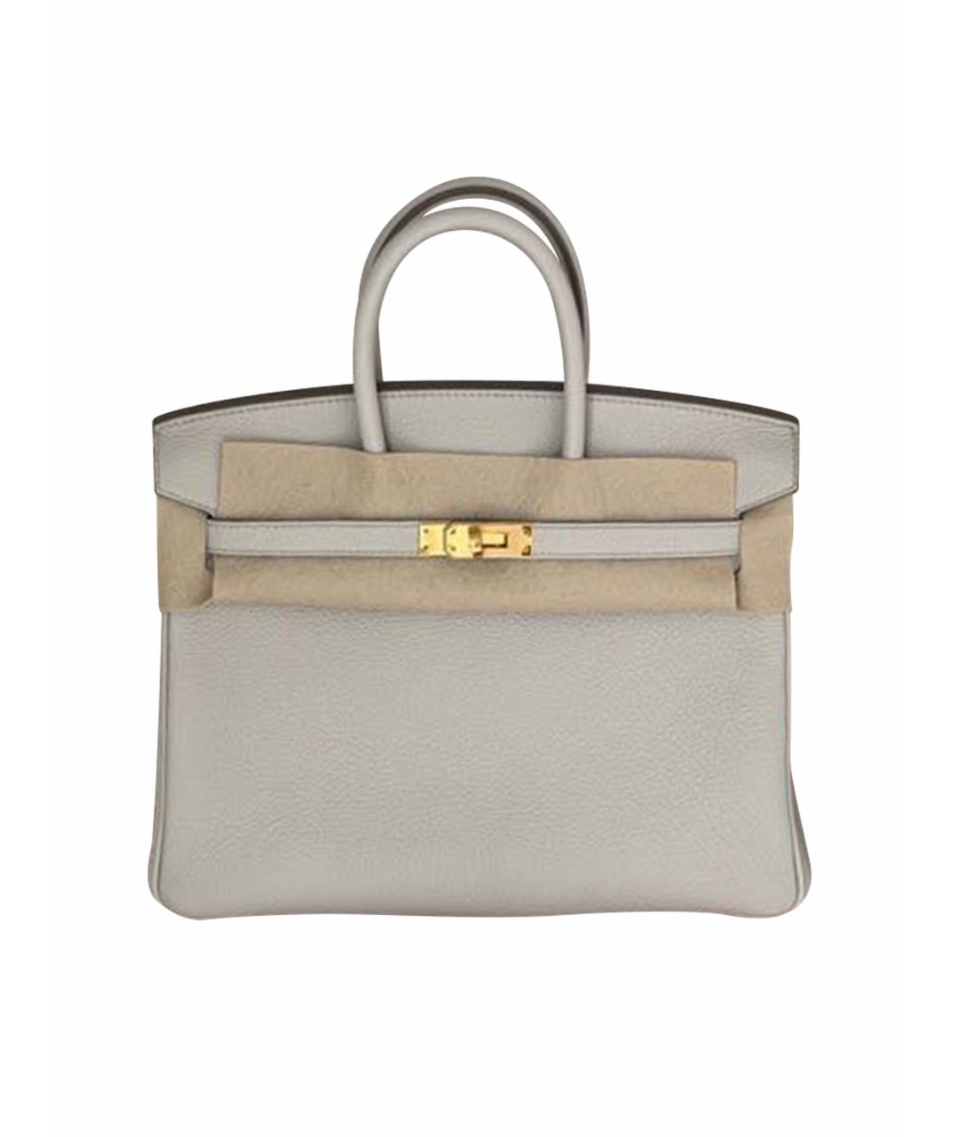 HERMES Белая кожаная сумка с короткими ручками, фото 1