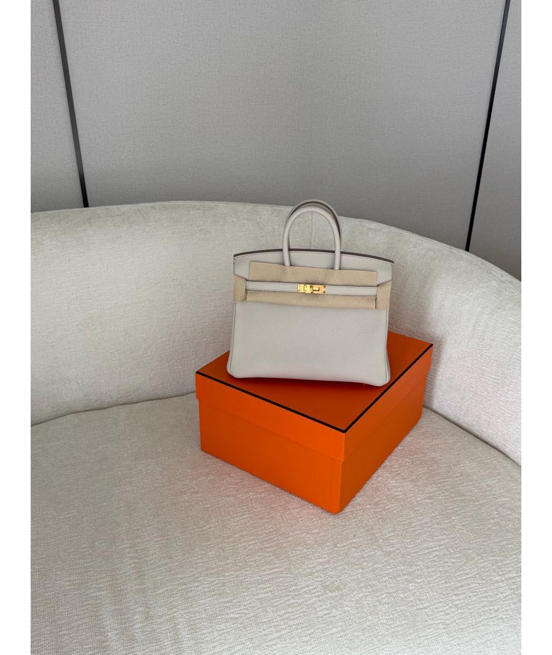 HERMES Белая кожаная сумка с короткими ручками, фото 4
