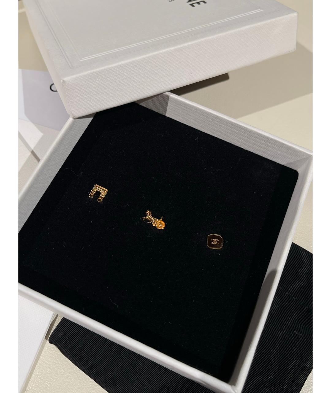 CELINE Золотые металлические серьги, фото 3