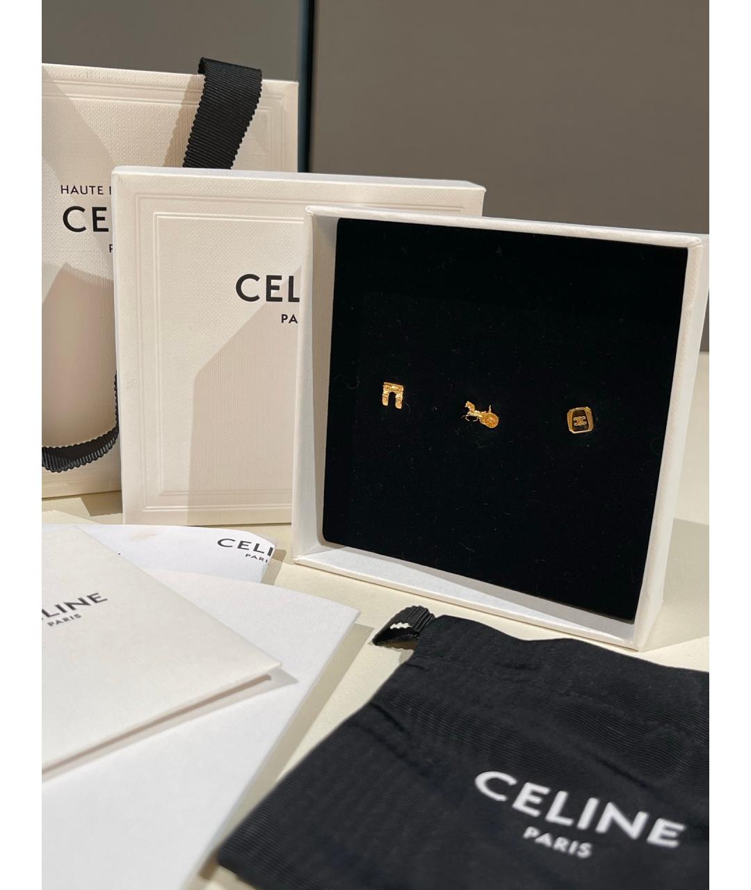 CELINE Золотые металлические серьги, фото 2