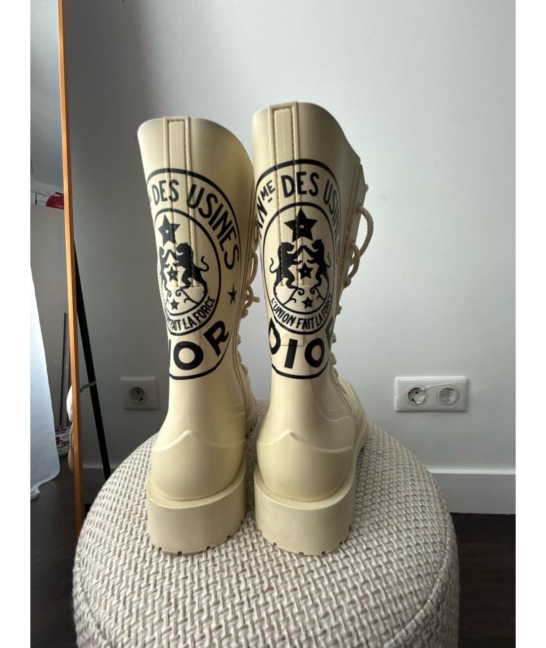 CHRISTIAN DIOR Бежевые резиновые ботинки, фото 4