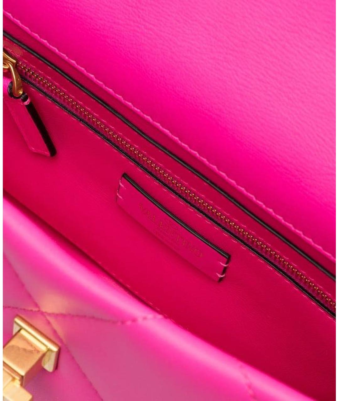 VALENTINO Фуксия кожаная сумка тоут, фото 4