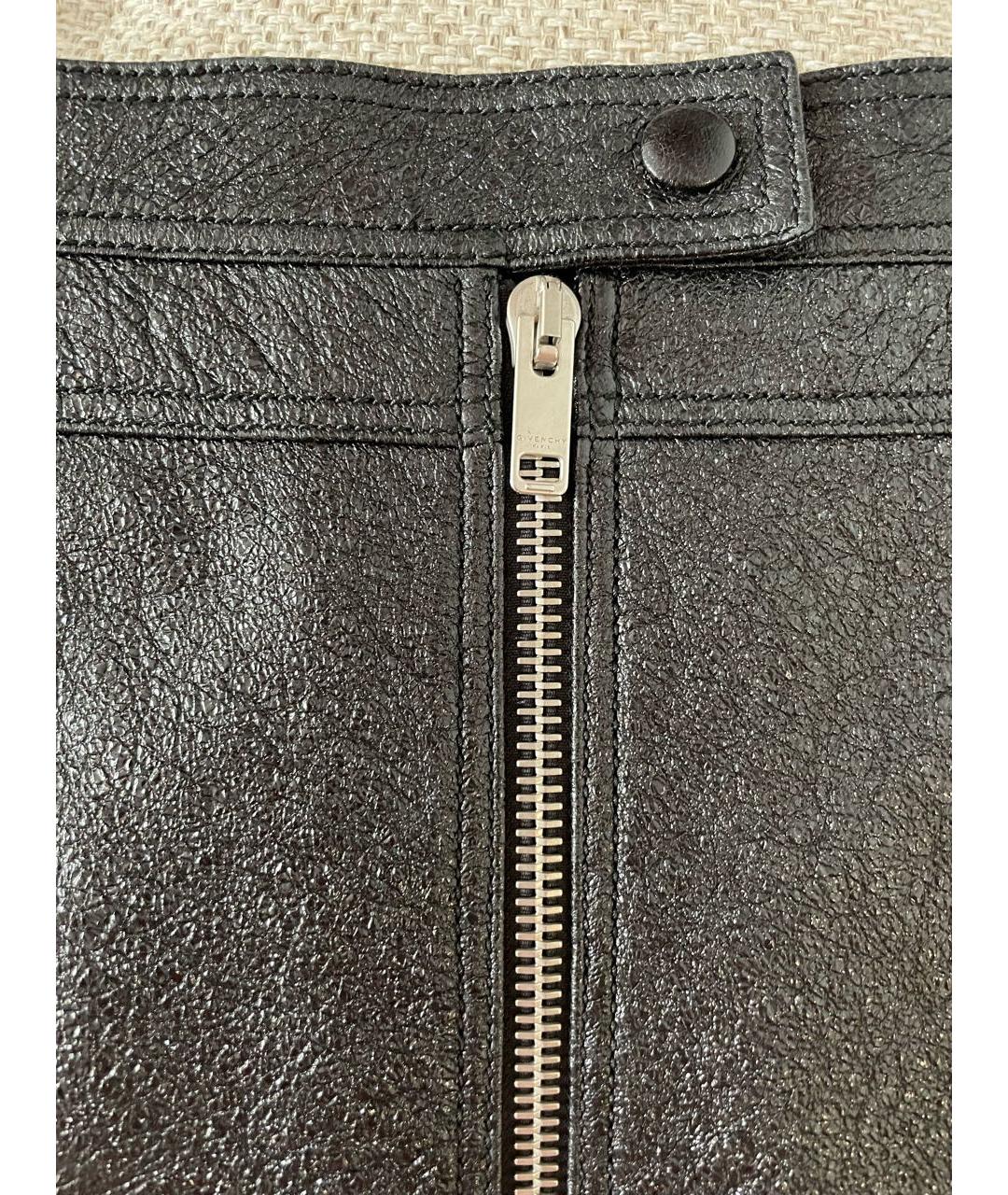 GIVENCHY Черная кожаная юбка мини, фото 6