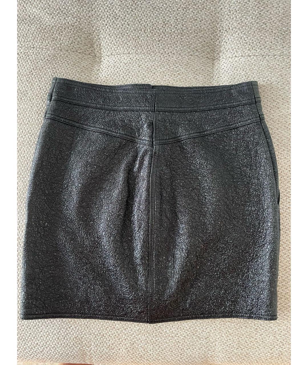 GIVENCHY Черная кожаная юбка мини, фото 2