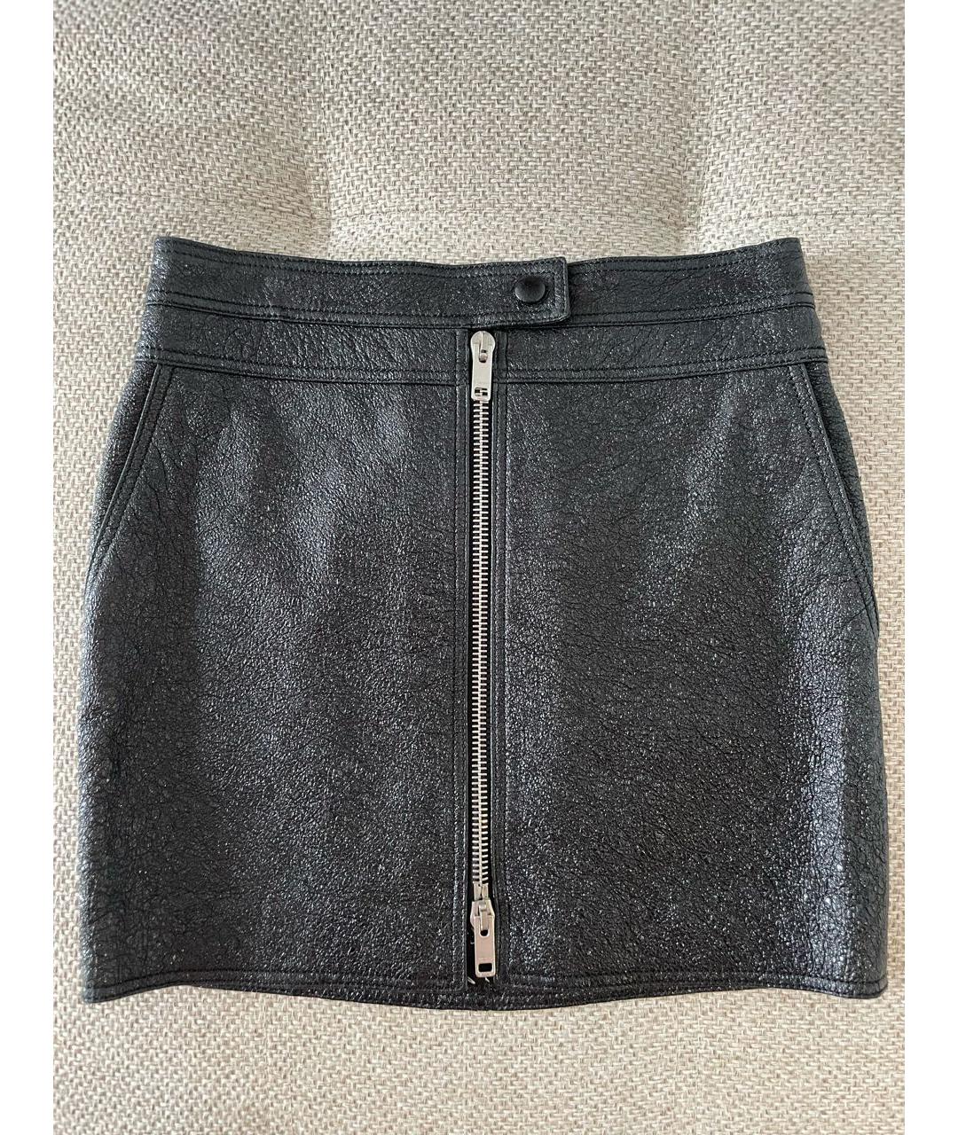 GIVENCHY Черная кожаная юбка мини, фото 9