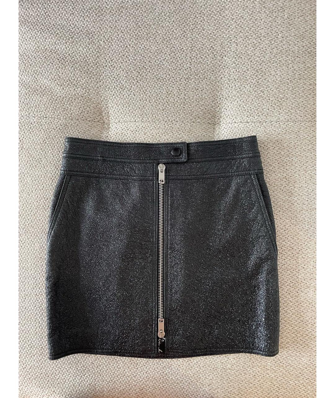 GIVENCHY Черная кожаная юбка мини, фото 7