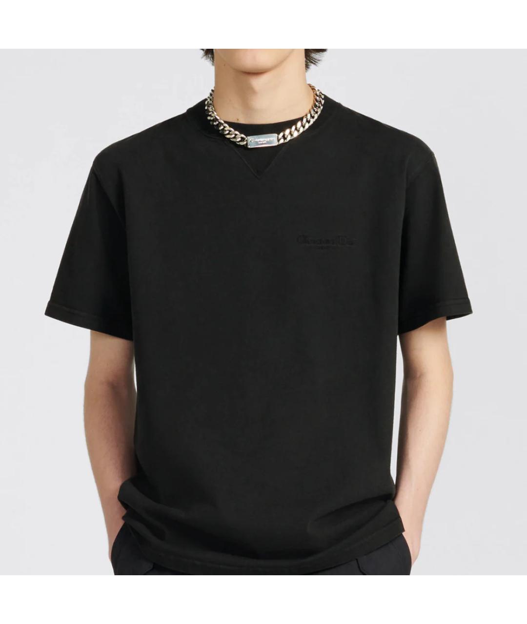 CHRISTIAN DIOR Черная хлопковая футболка, фото 4