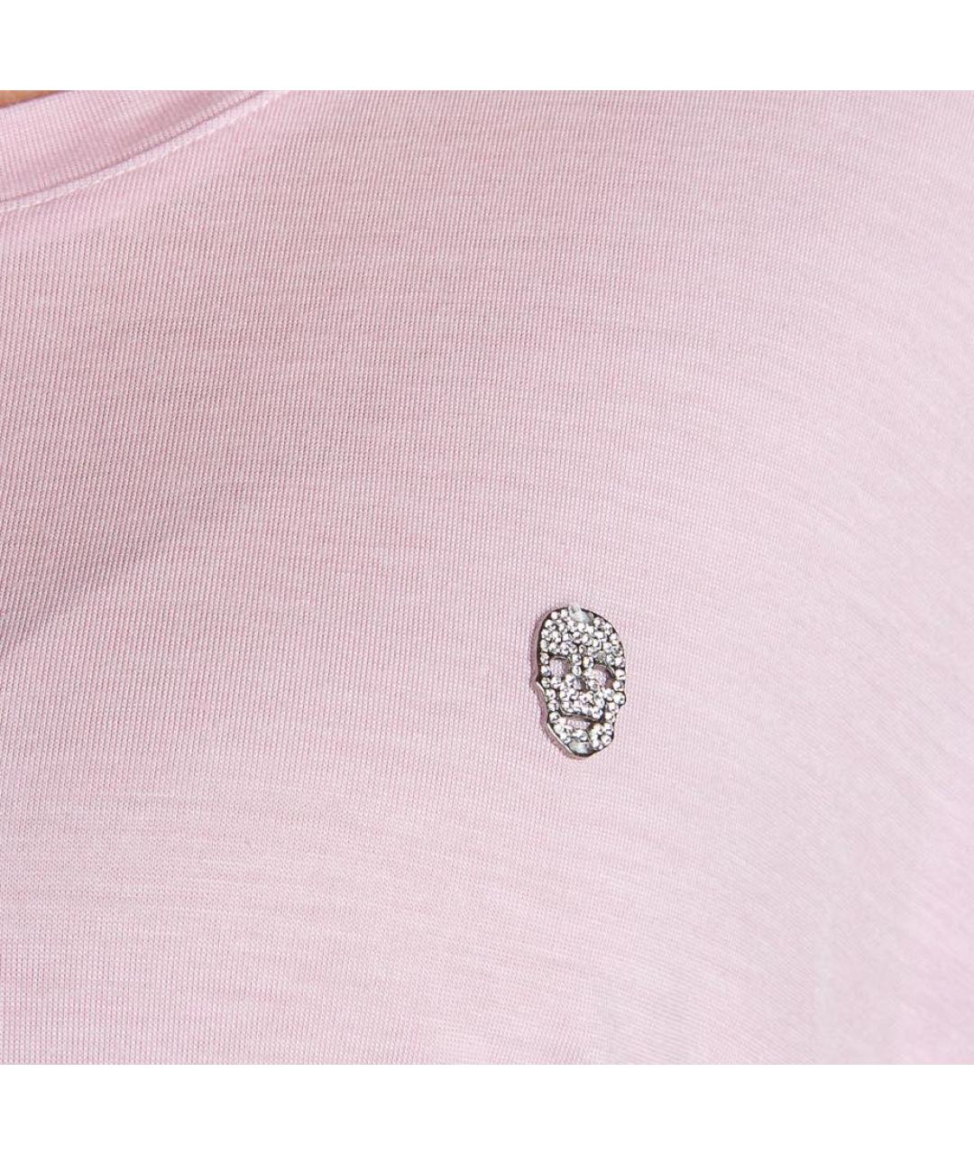 PHILIPP PLEIN Розовая хлопковая футболка, фото 4