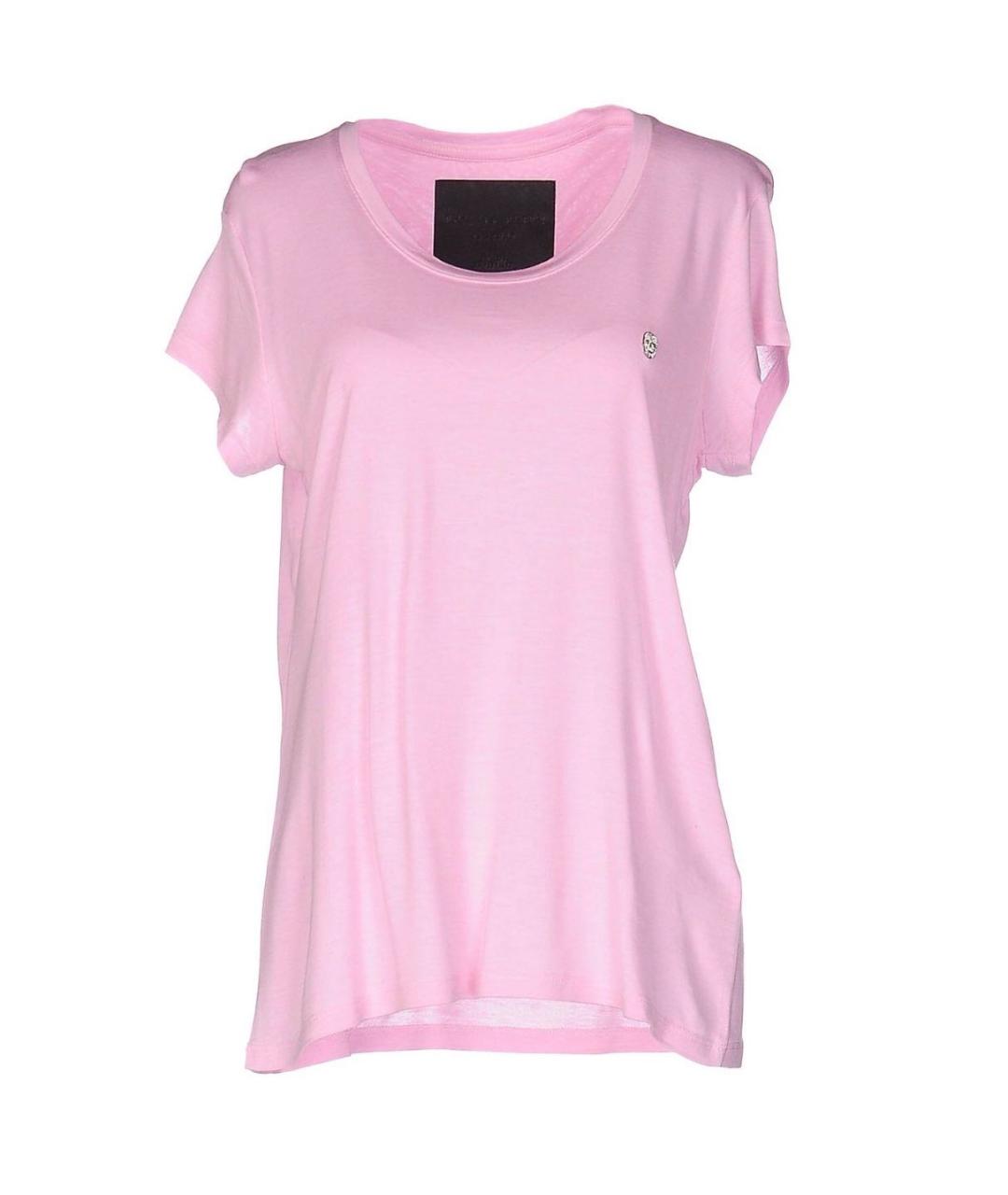 PHILIPP PLEIN Розовая хлопковая футболка, фото 1