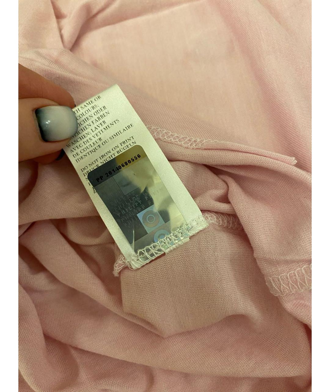 PHILIPP PLEIN Розовая хлопковая футболка, фото 6