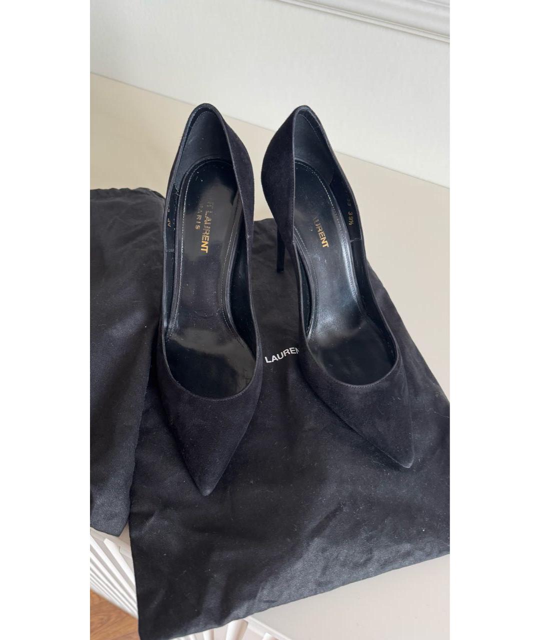 SAINT LAURENT Черные замшевые туфли, фото 2