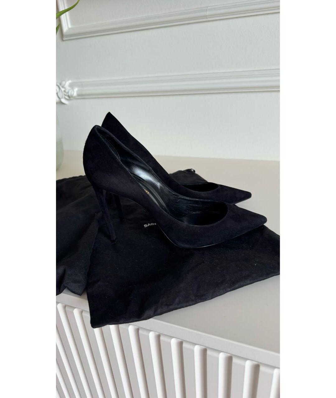 SAINT LAURENT Черные замшевые туфли, фото 7