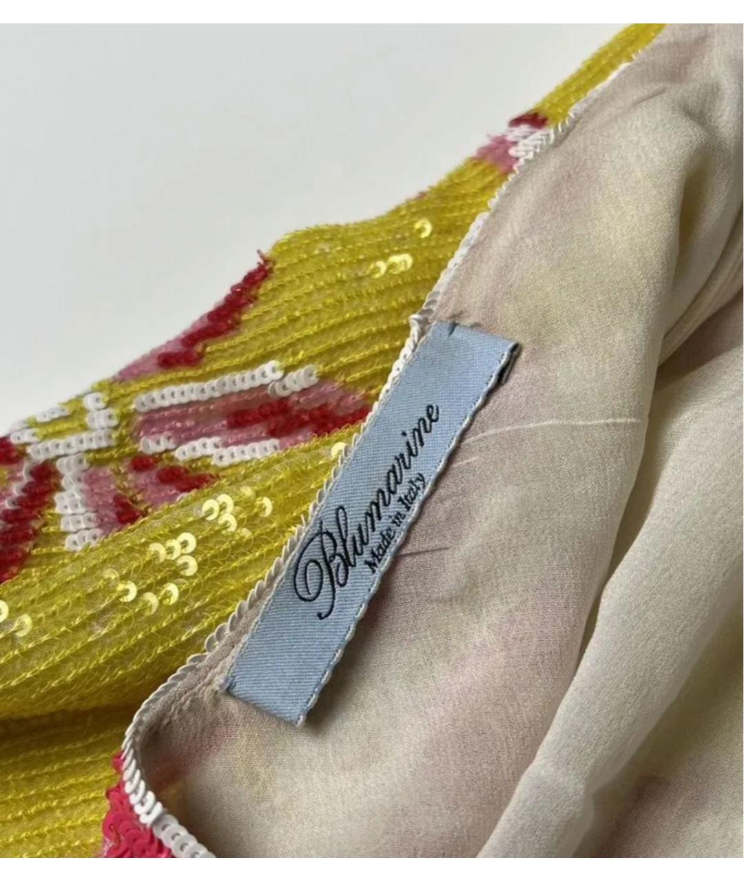 BLUMARINE Желтое шелковое коктейльное платье, фото 2