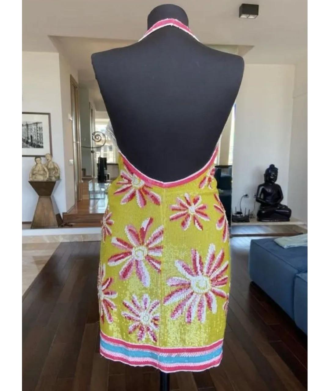 BLUMARINE Желтое шелковое коктейльное платье, фото 5