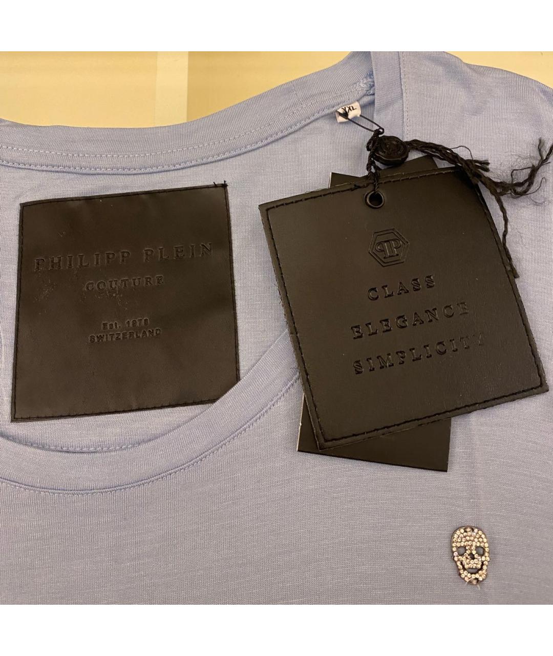 PHILIPP PLEIN Голубая хлопковая футболка, фото 8