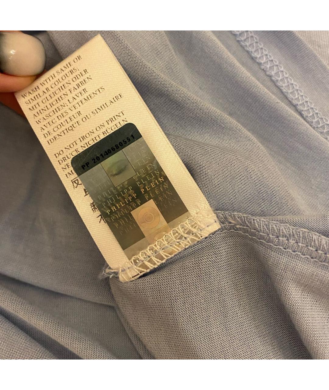 PHILIPP PLEIN Голубая хлопковая футболка, фото 6