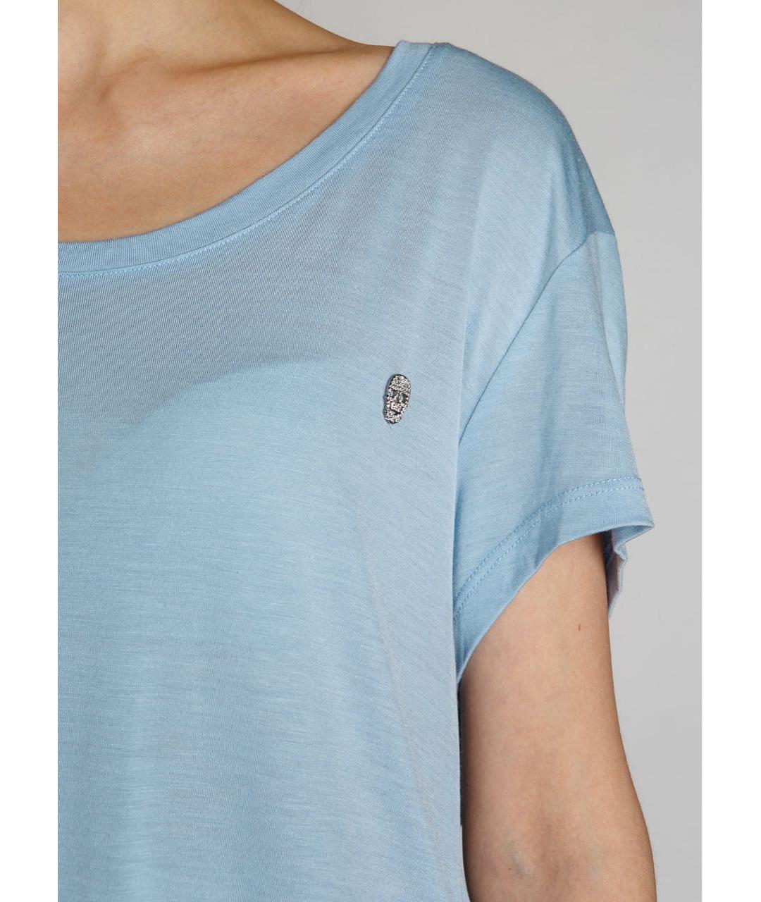 PHILIPP PLEIN Голубая хлопковая футболка, фото 4
