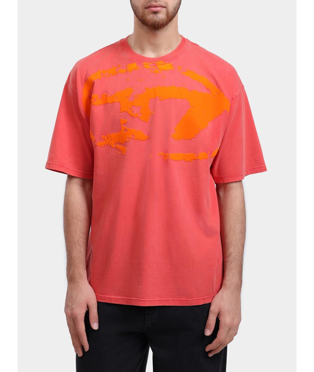 DIESEL Коралловая хлопковая футболка, фото 4