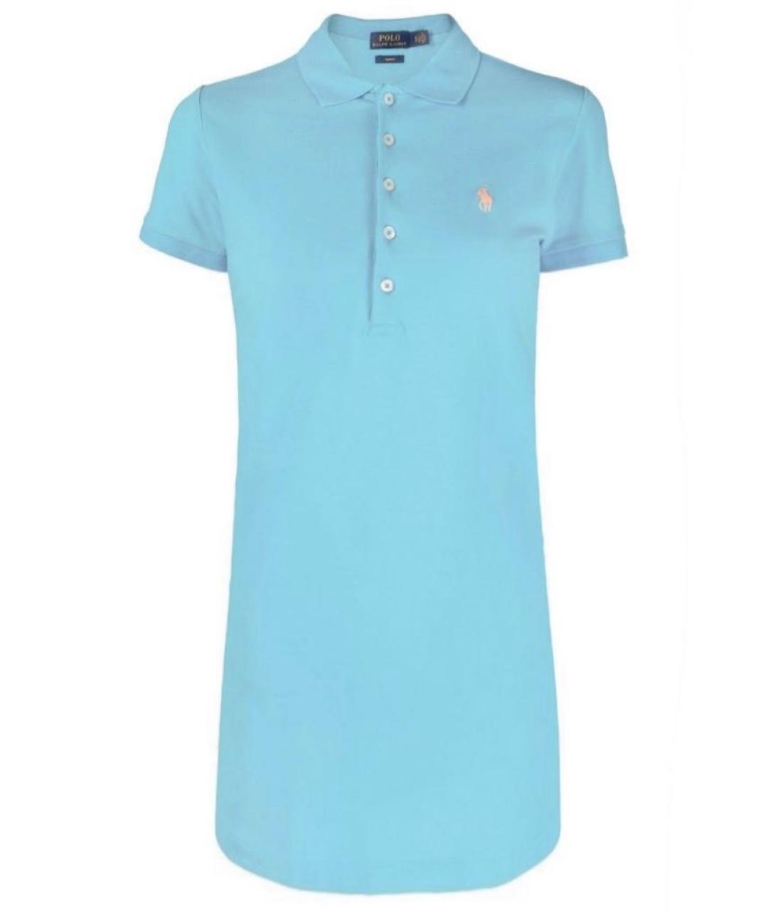 POLO RALPH LAUREN Голубое хлопковое повседневное платье, фото 1
