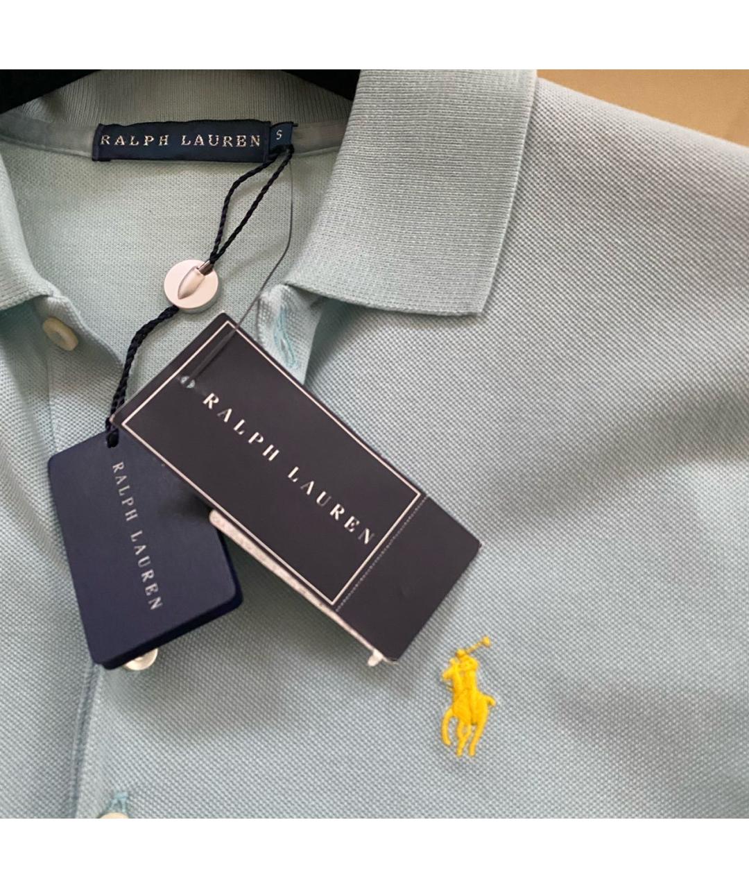 POLO RALPH LAUREN Голубое хлопковое повседневное платье, фото 8