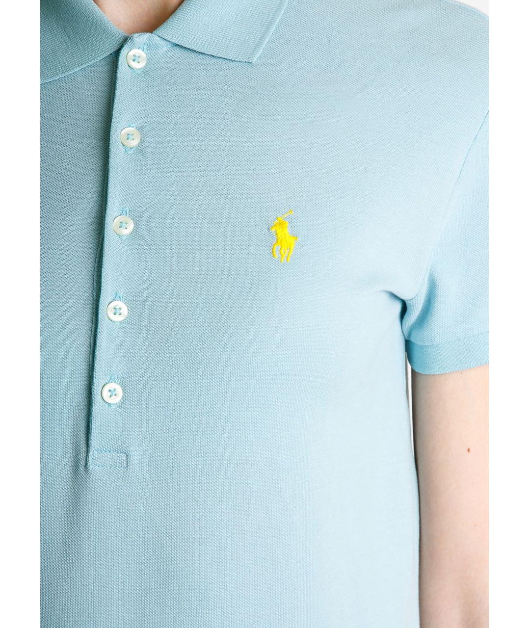 POLO RALPH LAUREN Голубое хлопковое повседневное платье, фото 7