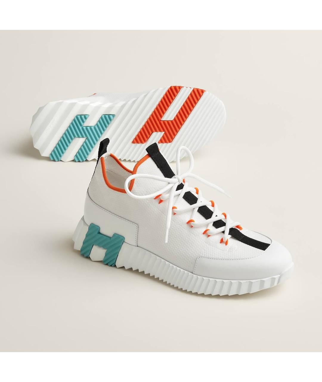 HERMES Белые текстильные кроссовки, фото 2