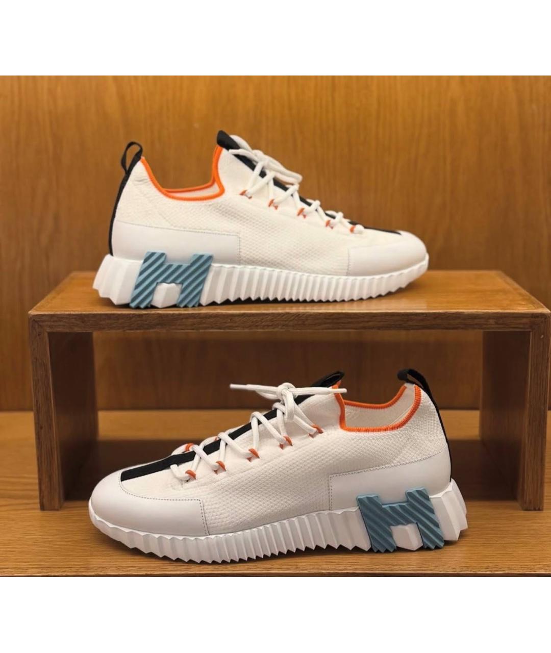 HERMES Белые текстильные кроссовки, фото 6