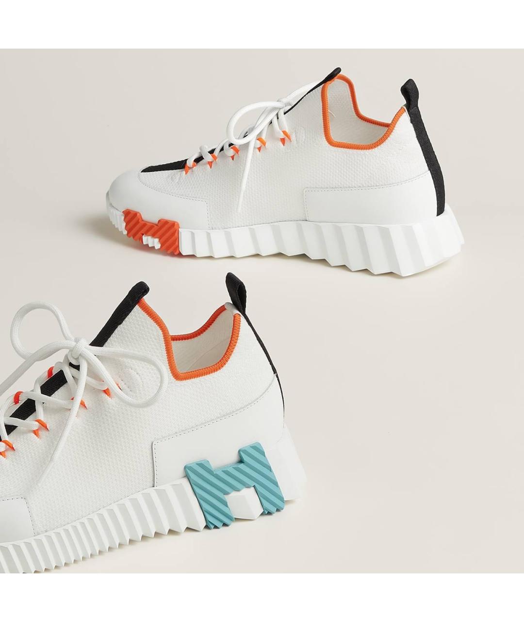 HERMES Белые текстильные кроссовки, фото 4