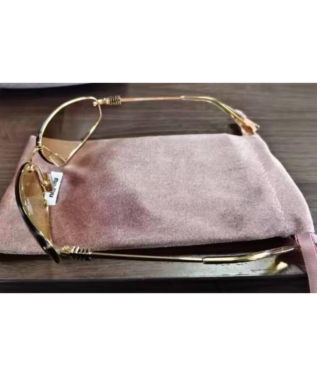MIU MIU Золотые металлические солнцезащитные очки, фото 6