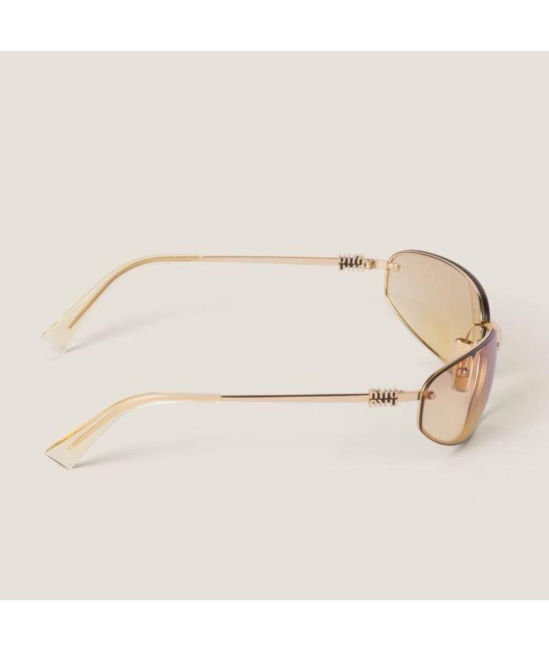 MIU MIU Золотые металлические солнцезащитные очки, фото 2