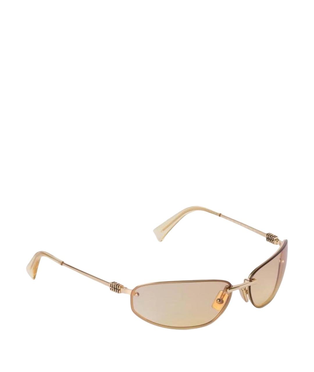MIU MIU Золотые металлические солнцезащитные очки, фото 1