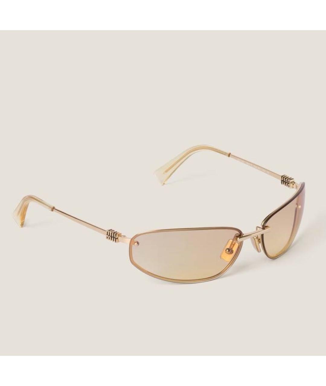 MIU MIU Золотые металлические солнцезащитные очки, фото 7