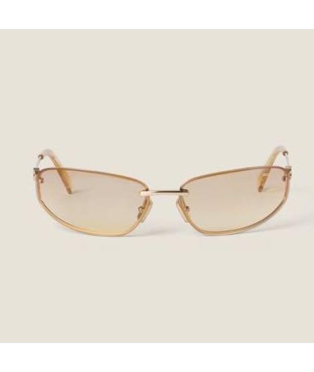 MIU MIU Золотые металлические солнцезащитные очки, фото 3