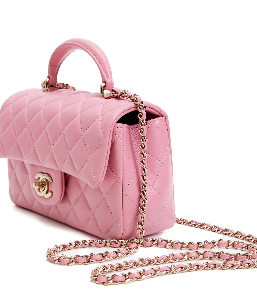 CHANEL Розовая кожаная сумка через плечо, фото 5