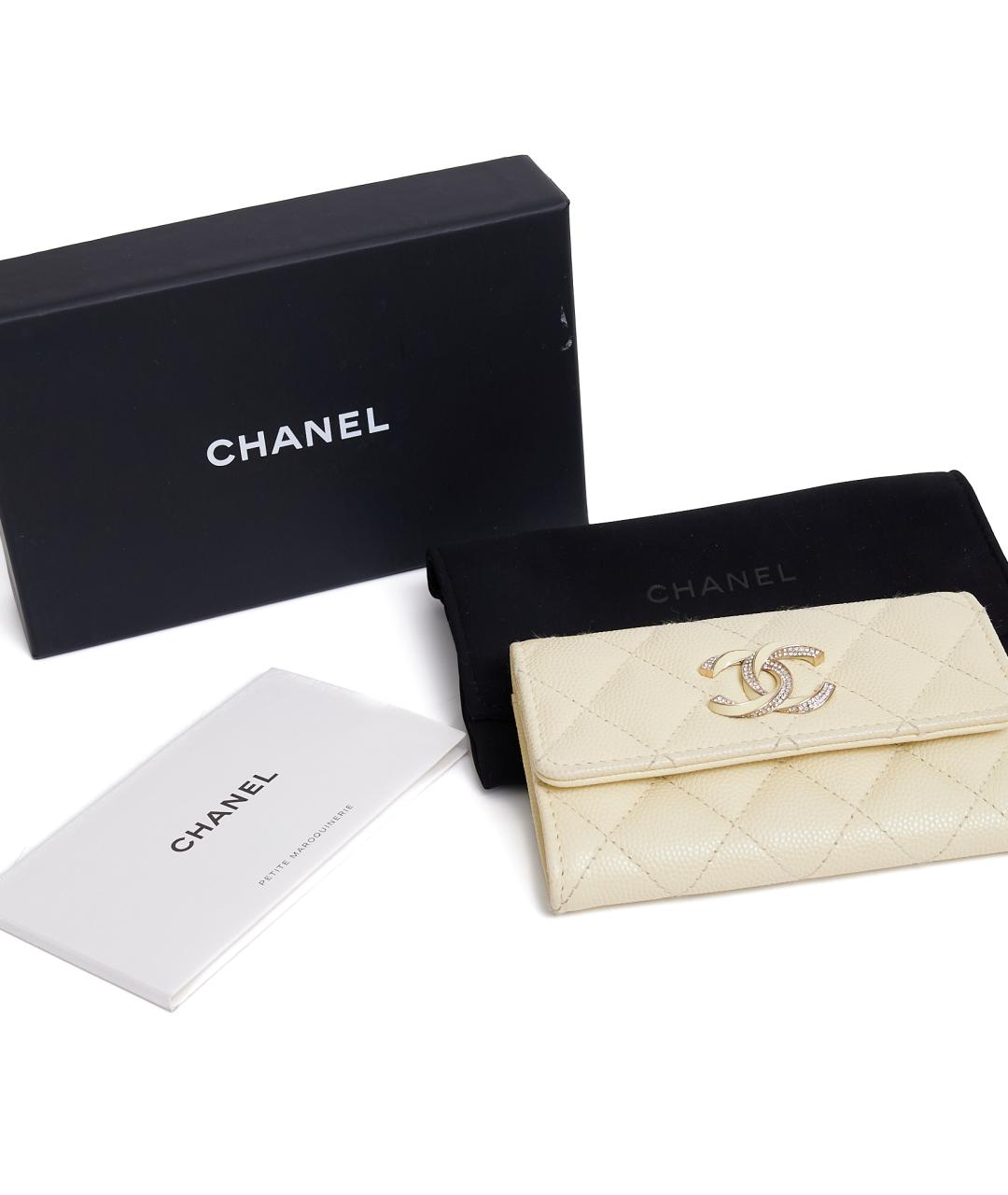 CHANEL Бежевый кожаный кошелек, фото 6