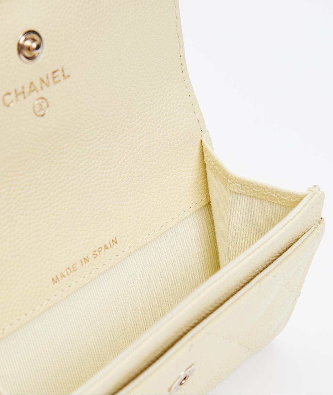 CHANEL Бежевый кожаный кошелек, фото 4