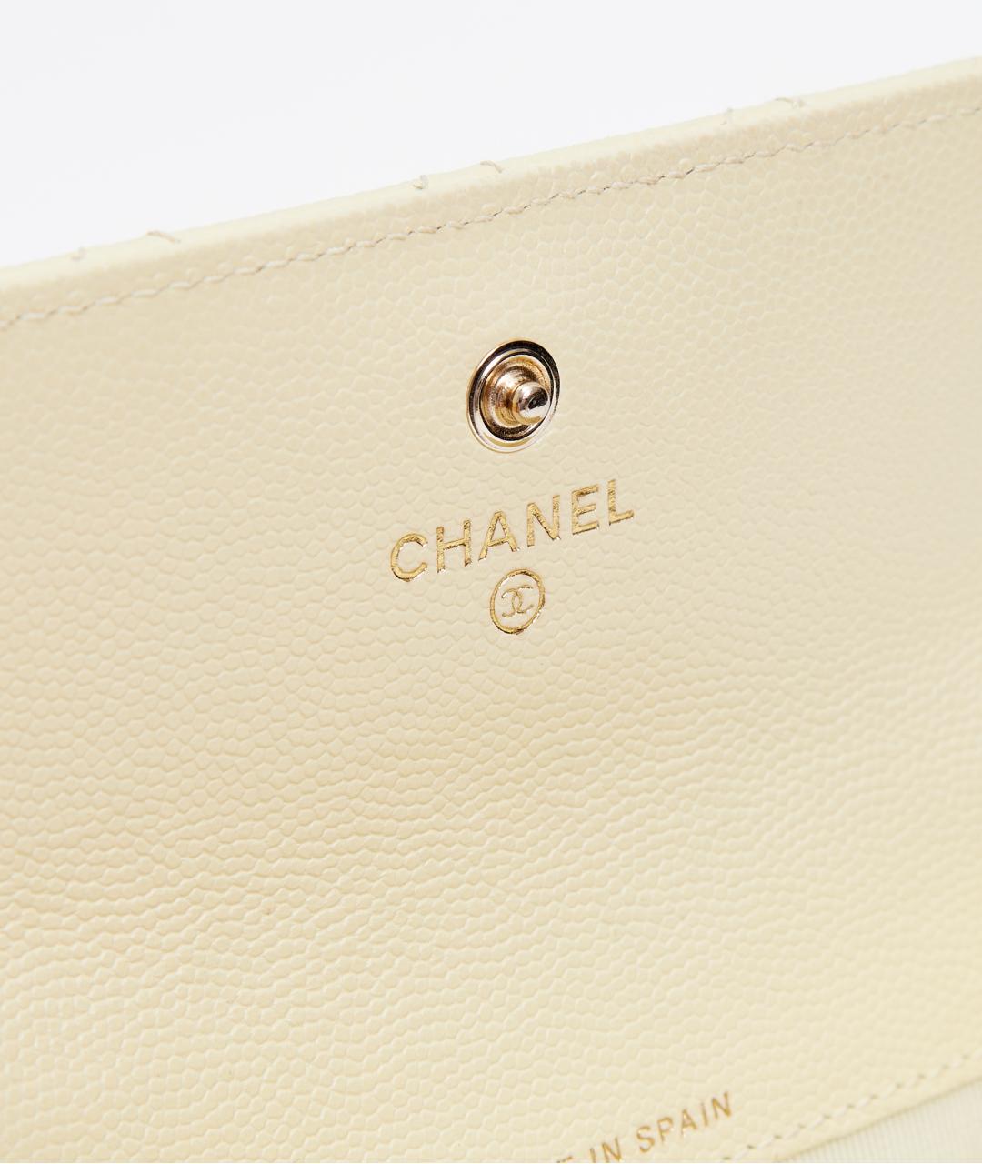 CHANEL Бежевый кожаный кошелек, фото 3