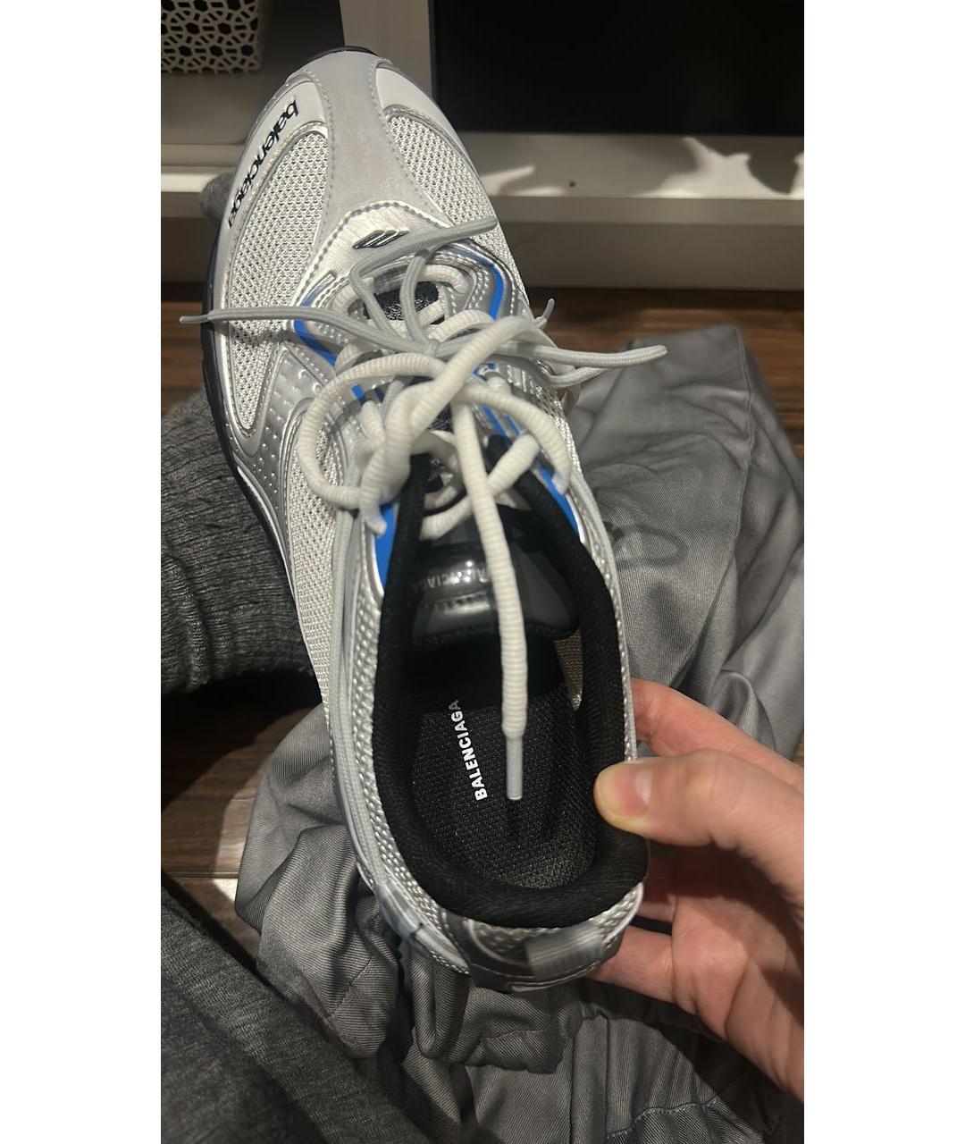 BALENCIAGA Серебряные текстильные кроссовки, фото 3