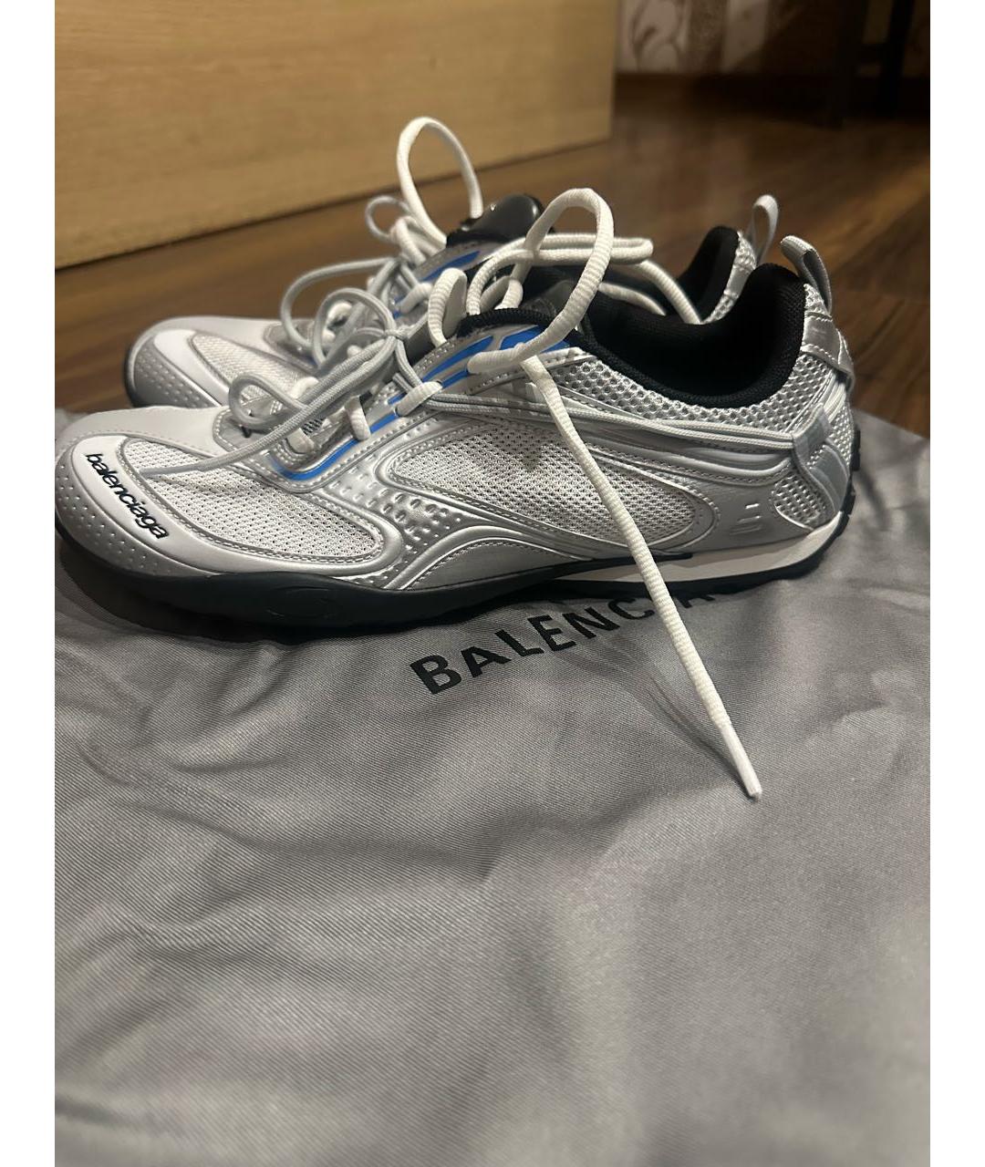 BALENCIAGA Серебряные текстильные кроссовки, фото 4
