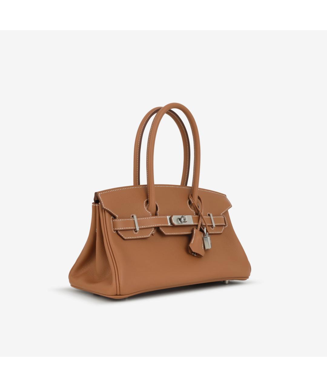 HERMES Коричневая кожаная сумка с короткими ручками, фото 5