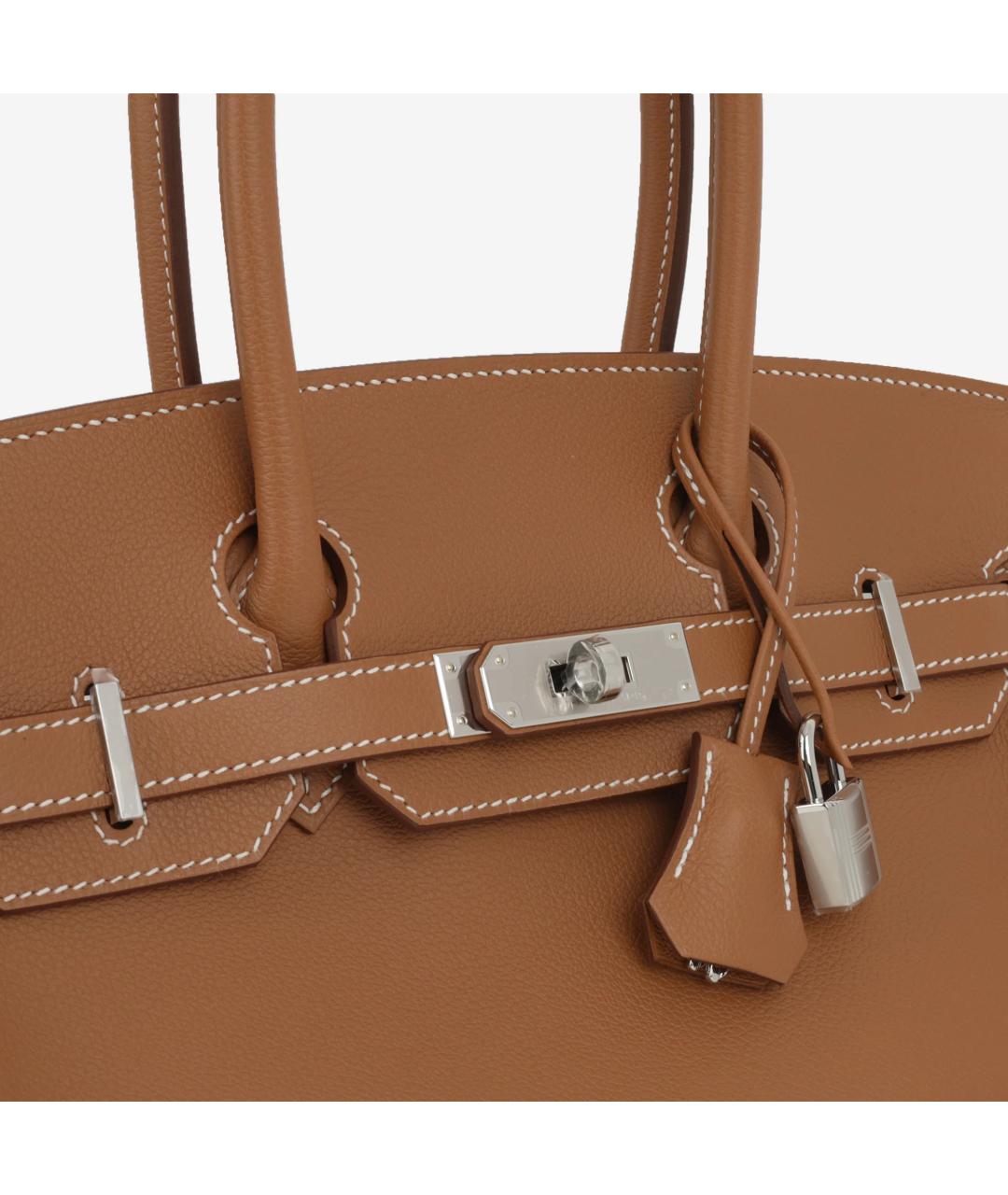 HERMES Коричневая кожаная сумка с короткими ручками, фото 6