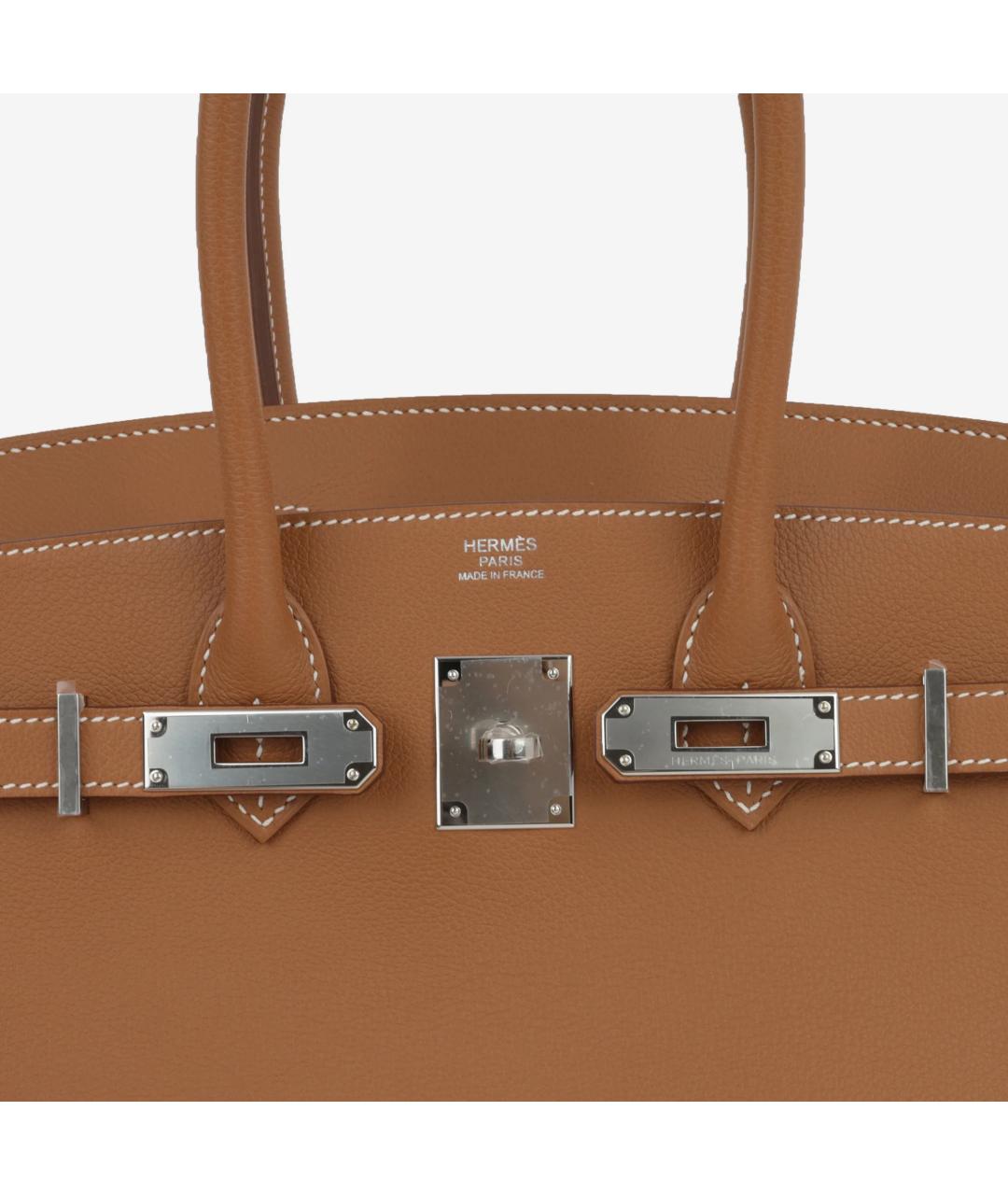 HERMES Коричневая кожаная сумка с короткими ручками, фото 7