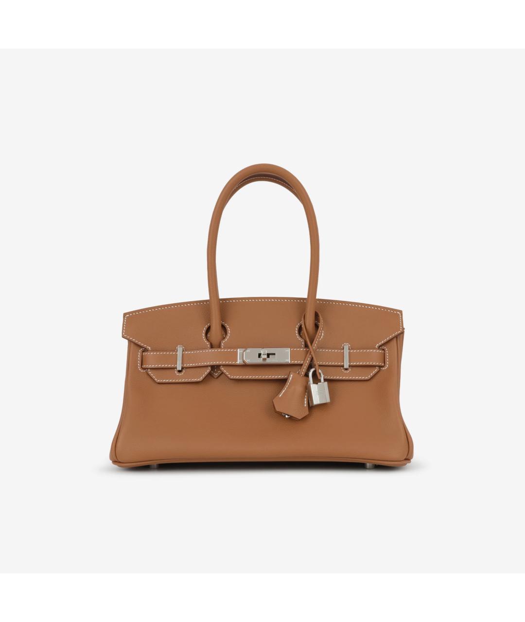 HERMES Коричневая кожаная сумка с короткими ручками, фото 3